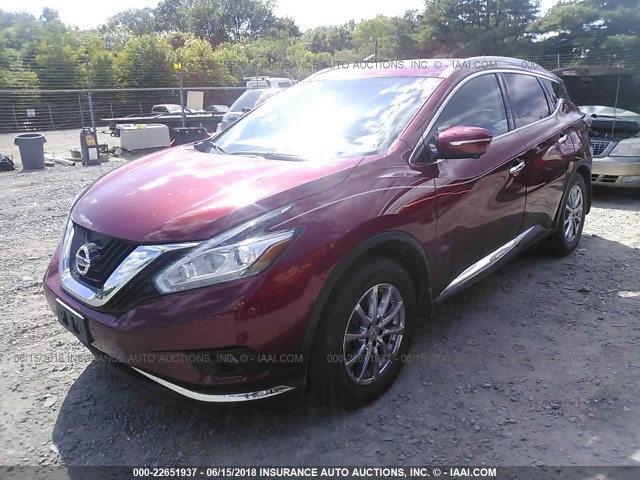 5N1AZ2MH6FN258469 - 2015 NISSAN MURANO S/SL/SV/PLATINUM RED photo 2