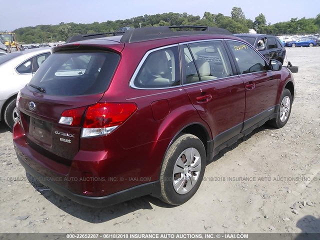 4S4BRBAC9D3297997 - 2013 SUBARU OUTBACK 2.5I RED photo 4