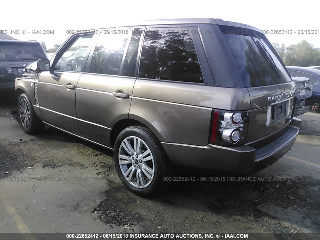 SALMF1D45CA372038 - 2012 LAND ROVER RANGE ROVER HSE LUXURY BROWN photo 3