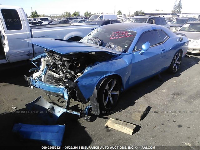 2C3CDZAT0FH885355 - 2015 DODGE CHALLENGER SXT BLUE photo 2