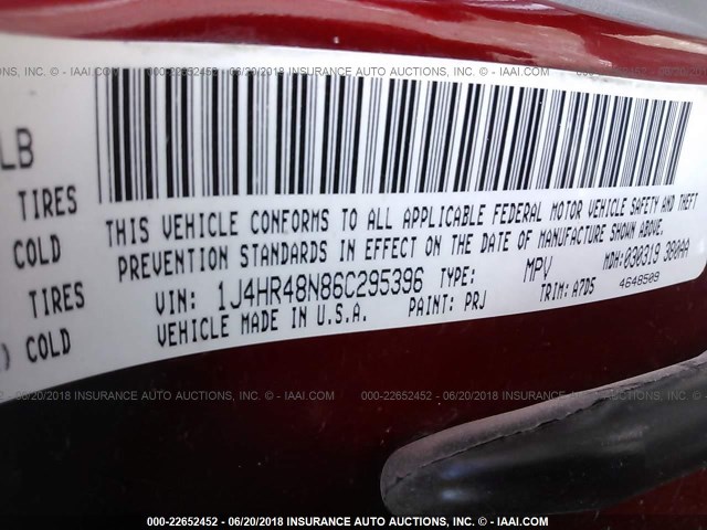 1J4HR48N86C295396 - 2006 JEEP GRAND CHEROKEE LAREDO/COLUMBIA/FREEDOM 红色 照片 9