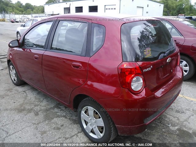 KL1TD66E09B652245 - 2009 CHEVROLET AVEO LS/LT RED photo 3