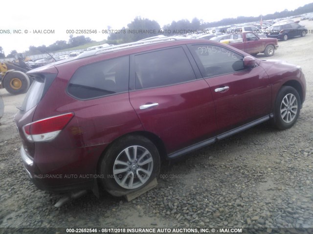 5N1AR2MNXGC600203 - 2016 NISSAN PATHFINDER S/SV/SL/PLATINUM BURGUNDY photo 4