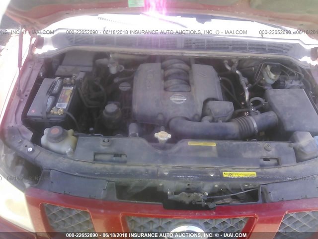 1N6AA07A45N559185 - 2005 NISSAN TITAN XE/SE/LE RED photo 10