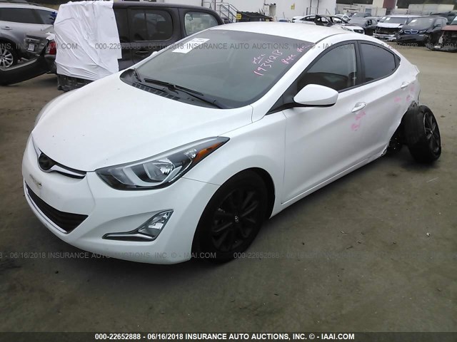 5NPDH4AE4EH496488 - 2014 HYUNDAI ELANTRA SE/SPORT/LIMITED WHITE photo 2