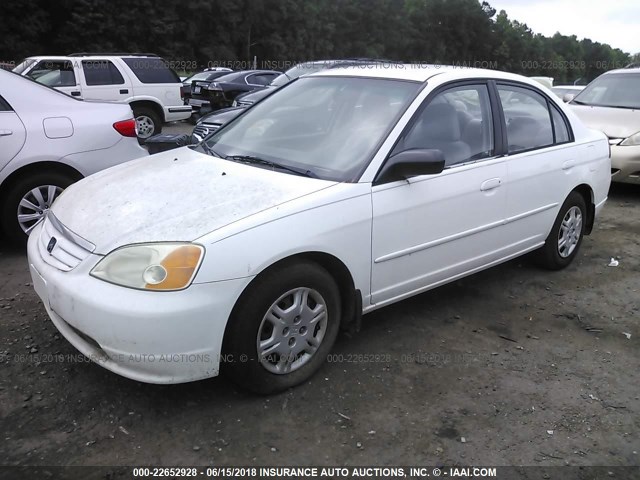 1HGES15512L012803 - 2002 HONDA CIVIC LX WHITE photo 2