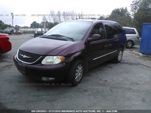 2C8GP54L82R621960 - 2002 CHRYSLER TOWN & COUNTRY LXI MAROON photo 2