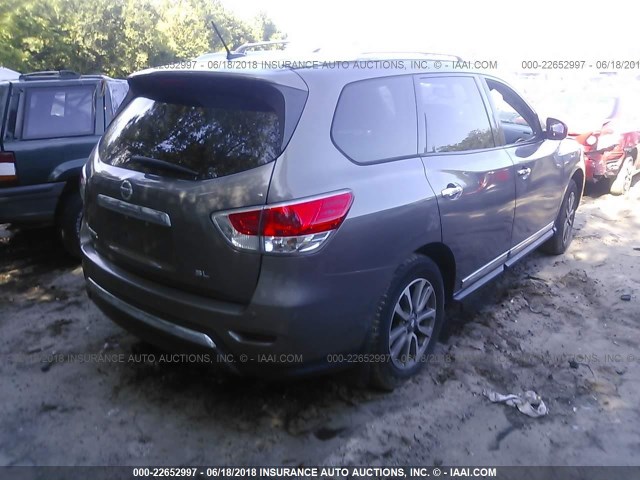 5N1AR2MNXDC616803 - 2013 NISSAN PATHFINDER S/SV/SL/PLATINUM GRAY photo 4
