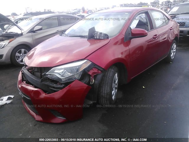 5YFBURHE4FP251006 - 2015 TOYOTA COROLLA L/LE/LE PLS/PRM/S/S PLS RED photo 2