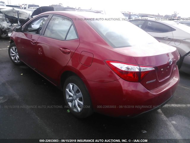 5YFBURHE4FP251006 - 2015 TOYOTA COROLLA L/LE/LE PLS/PRM/S/S PLS RED photo 3