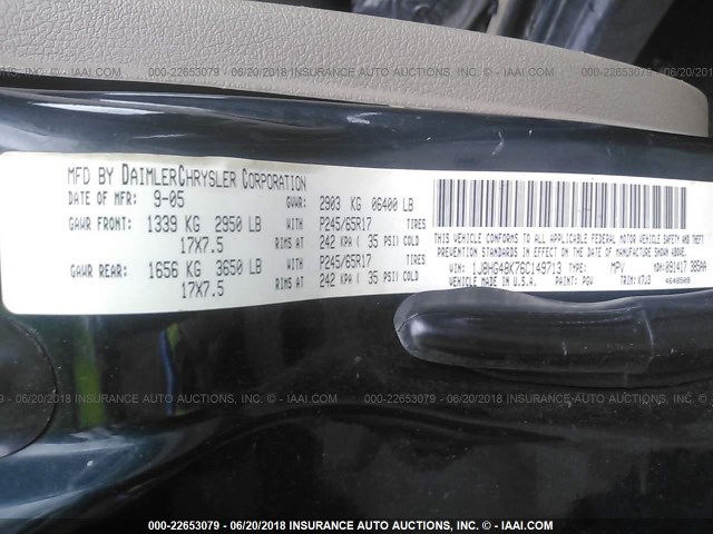 1J8HG48K76C149713 - 2006 JEEP COMMANDER GREEN photo 9