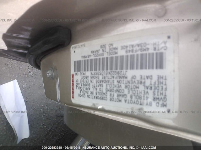 JT2BG22K810539376 - 2001 TOYOTA CAMRY CE/LE/XLE 米色 照片 9