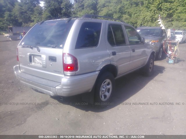 4S2DM58Y844306234 - 2004 ISUZU RODEO S SILVER photo 4