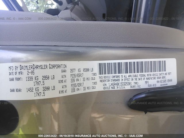 1J4GR48K15C625301 - 2005 JEEP GRAND CHEROKEE LAREDO/COLUMBIA/FREEDOM 棕色 照片 9