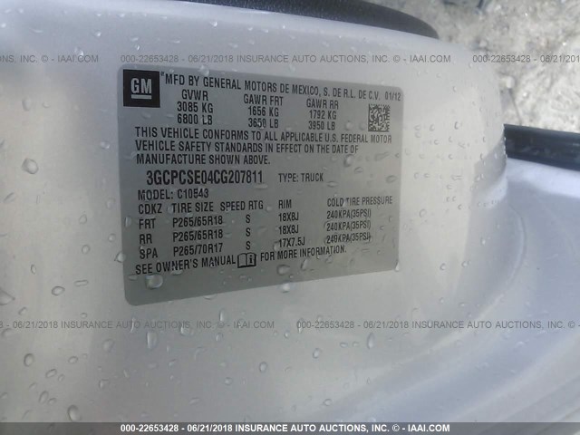 3GCPCSE04CG207811 - 2012 CHEVROLET SILVERADO C1500 LT ვერცხლისფერი ფოტო 9