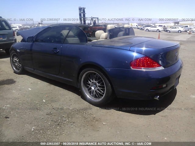 WBAEK73405B326610 - 2005 BMW 645 CI AUTOMATIC BLUE photo 3