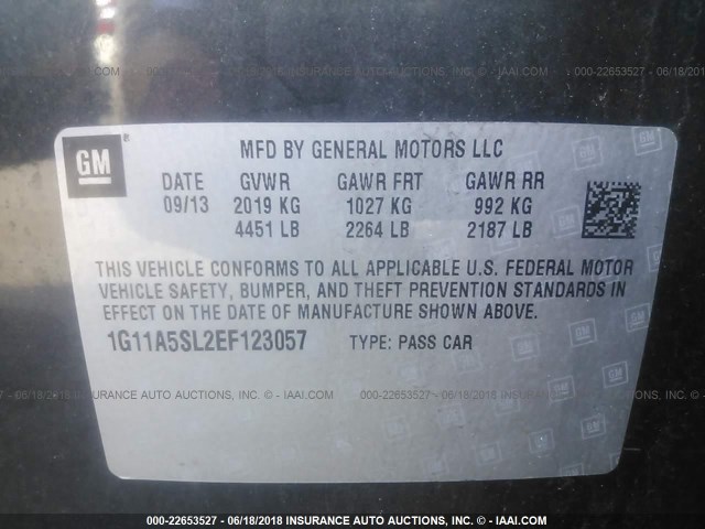 1G11A5SL2EF123057 - 2014 CHEVROLET MALIBU LS GRAY photo 9