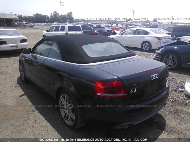 WAUAF48HX9K010201 - 2009 AUDI A4 2.0T CABRIOLET BLACK photo 3