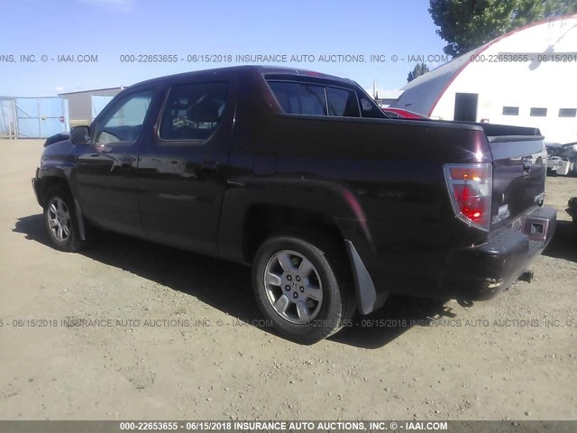 2HJYK16557H549538 - 2007 HONDA RIDGELINE RTL MAROON photo 3