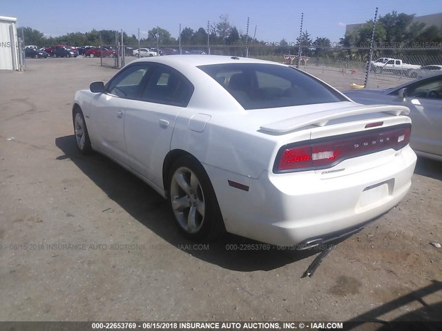 2C3CDXCT0DH583093 - 2013 DODGE CHARGER R/T WHITE photo 3