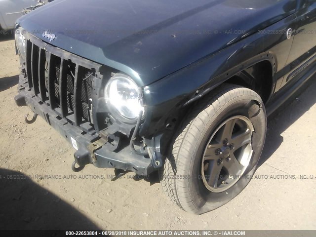 1J4GL38K26W170759 - 2006 JEEP LIBERTY RENEGADE GREEN photo 6
