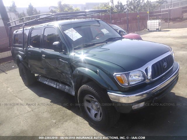 5TEGM92N42Z109211 - 2002 TOYOTA TACOMA DOUBLE CAB PRERUNNER GREEN photo 1