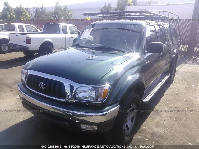 5TEGM92N42Z109211 - 2002 TOYOTA TACOMA DOUBLE CAB PRERUNNER GREEN photo 2