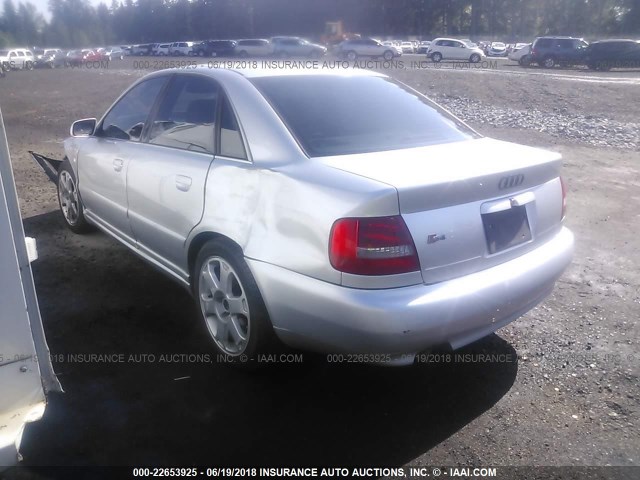 WAUDD68D9YA114579 - 2000 AUDI S4 2.7 QUATTRO SILVER photo 3