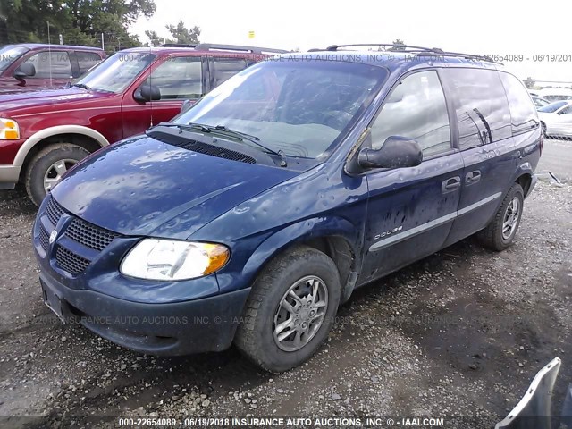 1B8GP25B01B173888 - 2001 DODGE CARAVAN SE BLUE photo 2