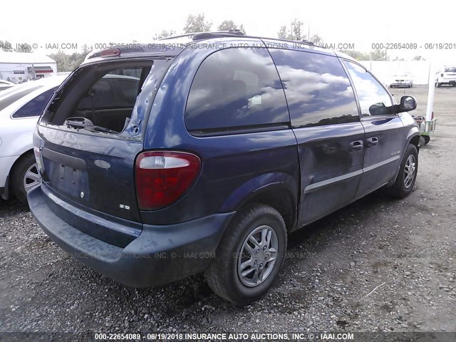 1B8GP25B01B173888 - 2001 DODGE CARAVAN SE BLUE photo 4