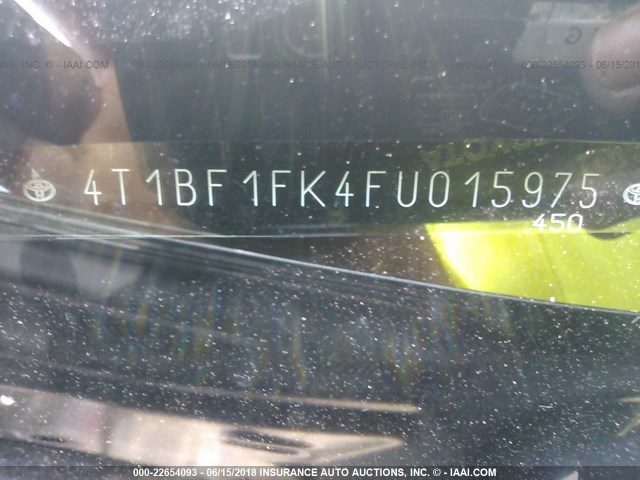 4T1BF1FK4FU015975 - 2015 TOYOTA CAMRY LE/XLE/SE/XSE 银色 照片 9