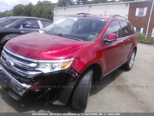 2FMDK4KC2CBA31162 - 2012 FORD EDGE LIMITED RED photo 2