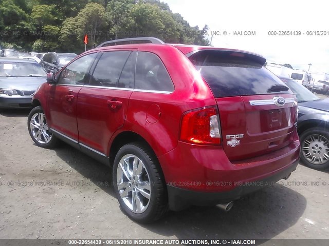 2FMDK4KC2CBA31162 - 2012 FORD EDGE LIMITED RED photo 3