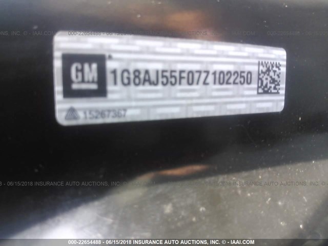 1G8AJ55F07Z102250 - 2007 SATURN ION LEVEL 2 MAROON photo 9