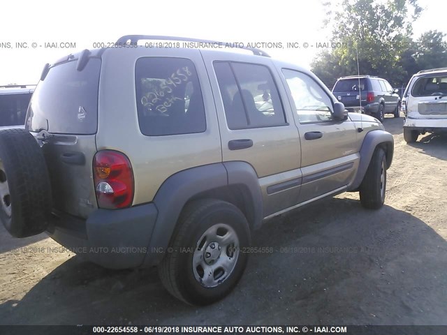 1J4GL48K04W200053 - 2004 JEEP LIBERTY SPORT TAN photo 4