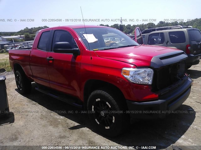 5TFRM5F11EX069402 - 2014 TOYOTA TUNDRA DOUBLE CAB SR/SR5 RED photo 1