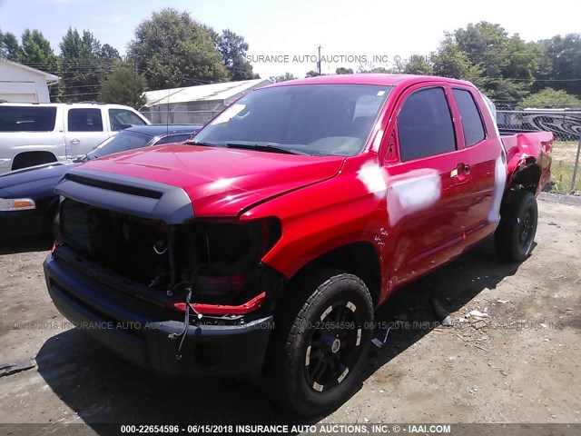 5TFRM5F11EX069402 - 2014 TOYOTA TUNDRA DOUBLE CAB SR/SR5 RED photo 2