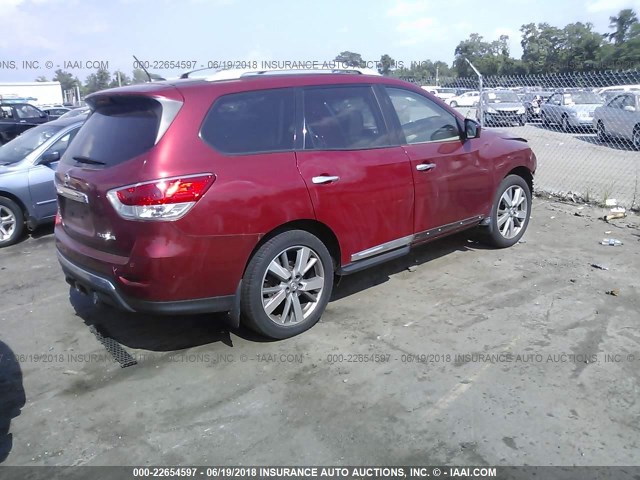 5N1AR2MN9DC689810 - 2013 NISSAN PATHFINDER S/SV/SL/PLATINUM 红色 照片 4