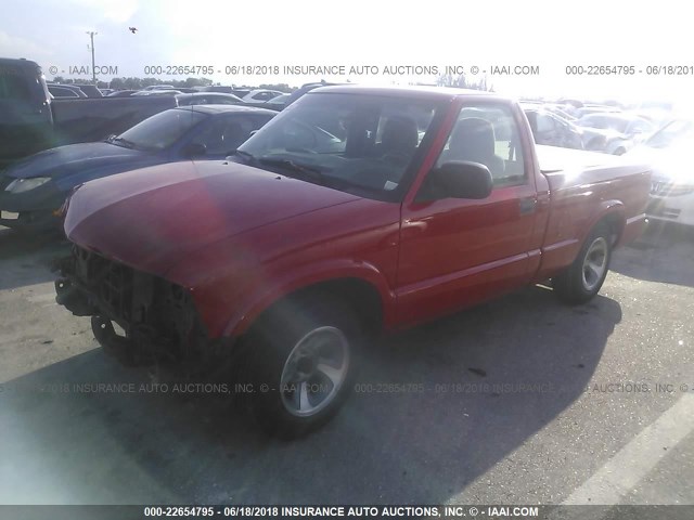 1GCCS1446XK122094 - 1999 CHEVROLET S TRUCK S10 RED photo 2