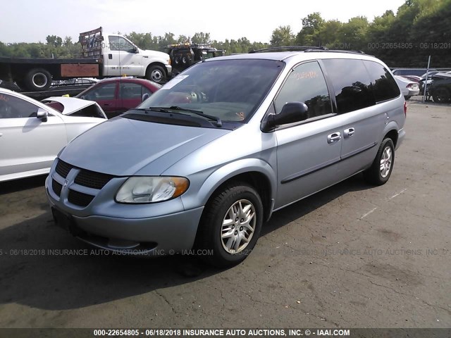 2B4GP44322R746137 - 2002 DODGE GRAND CARAVAN SPORT Light Blue photo 2