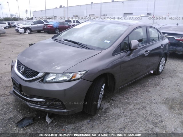 19XFB2F58DE095584 - 2013 HONDA CIVIC LX GRAY photo 2