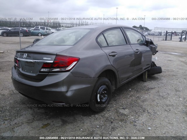 19XFB2F58DE095584 - 2013 HONDA CIVIC LX GRAY photo 4