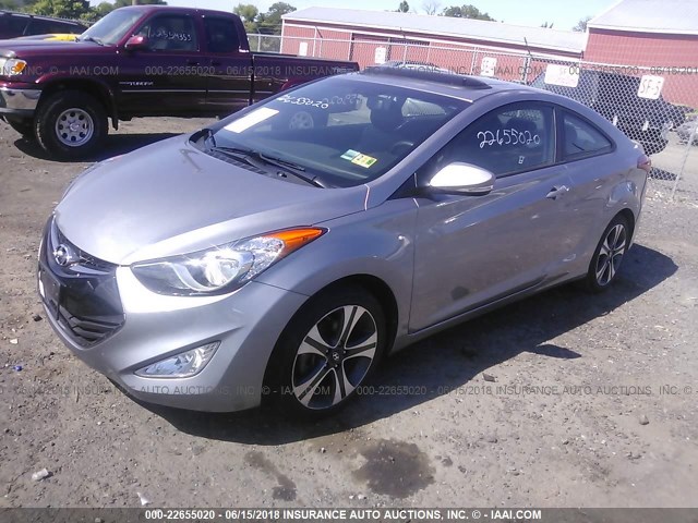 KMHDH6AEXDU015994 - 2013 HYUNDAI ELANTRA COUPE GS/SE SILVER photo 2