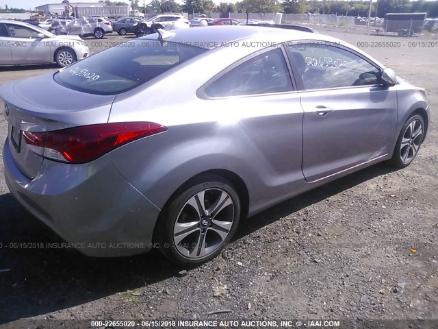 KMHDH6AEXDU015994 - 2013 HYUNDAI ELANTRA COUPE GS/SE SILVER photo 4