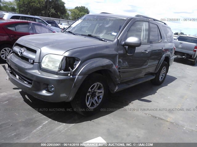 5TDZT34A46S274259 - 2006 TOYOTA SEQUOIA SR5 GRAY photo 2