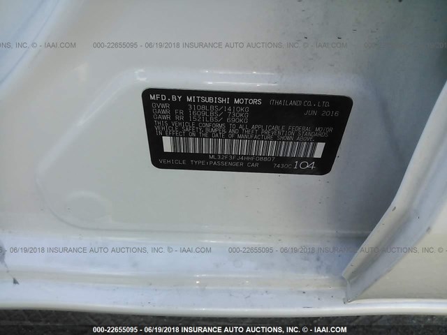 ML32F3FJ4HHF08807 - 2017 MITSUBISHI MIRAGE G4 ES Ağ foto 9