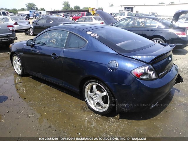 KMHHM66D58U280535 - 2008 HYUNDAI TIBURON GS BLUE photo 3