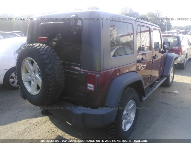 1J4GA69188L533566 - 2008 JEEP WRANGLER UNLIMITE RUBICON RED photo 4