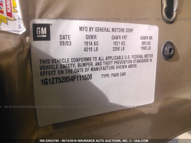 1G1ZT52854F111508 - 2004 CHEVROLET MALIBU LS TAN photo 9