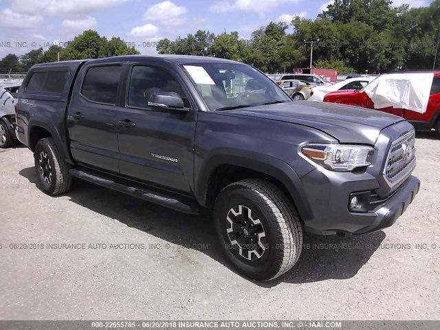 3TMCZ5AN4HM114375 - 2017 TOYOTA TACOMA DBL CAB/SR/TRDSPT/OR/PRO GRAY photo 1